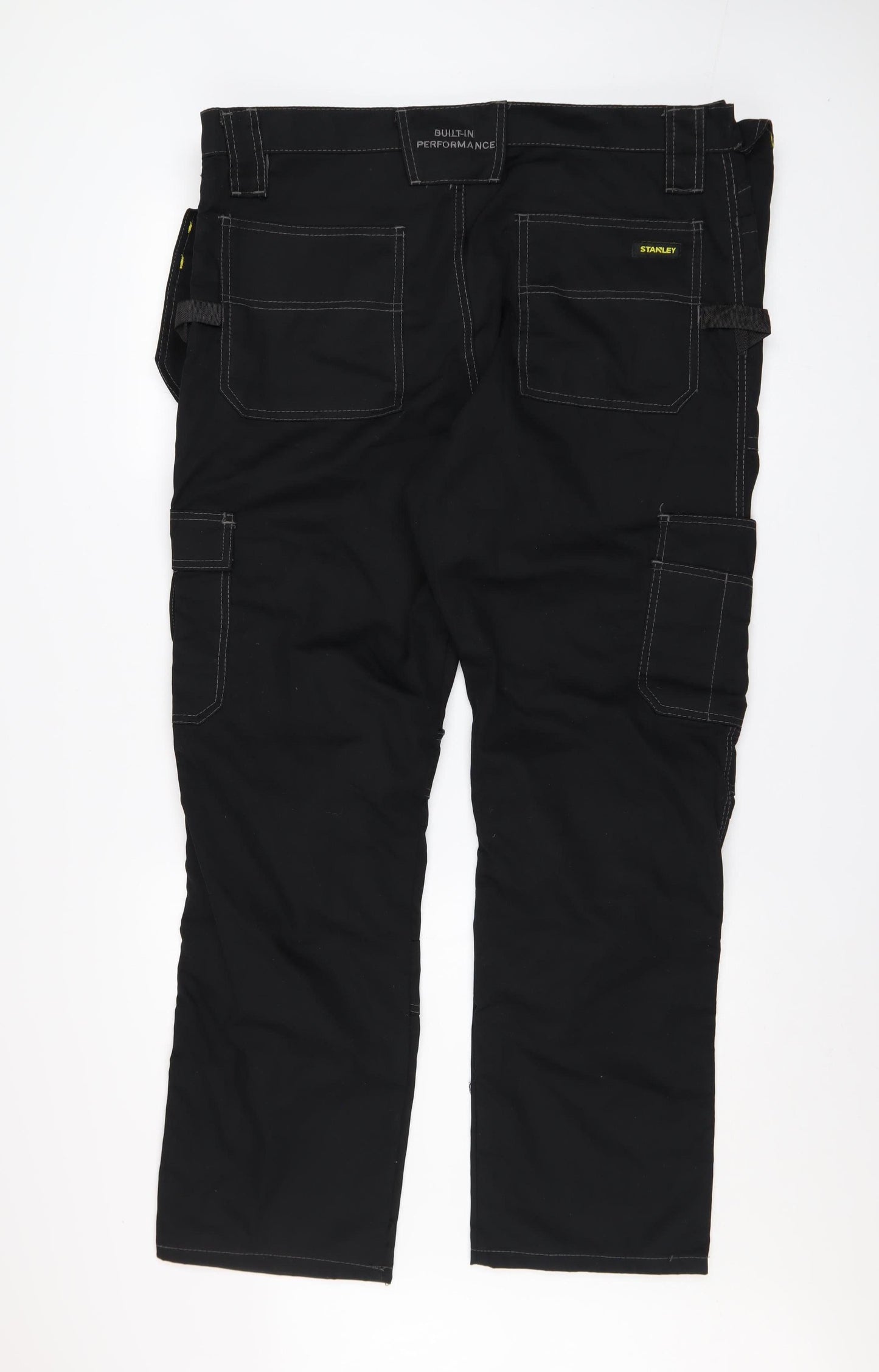 Stanley Men's Black Cargo Work Trousers W38 L31 Durable Canvas