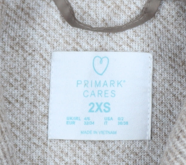 Primark Women Beige Herringbone Wool Blend Shacket Jacket 2XS