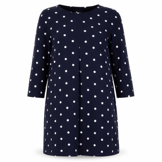 Joules Women Blue Polka Dot Shift Dress Size 12 3/4 Sleeve
