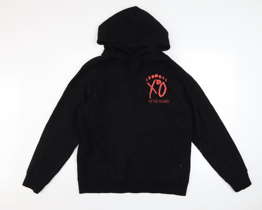 XO After Hours Black Hoodie Men M Pullover Graphic Print Cotton Blend
