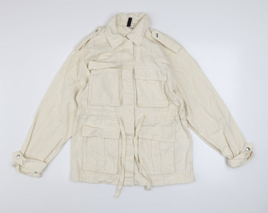 H&M Divided Women's Ivory Cotton Military Jacket 2XS