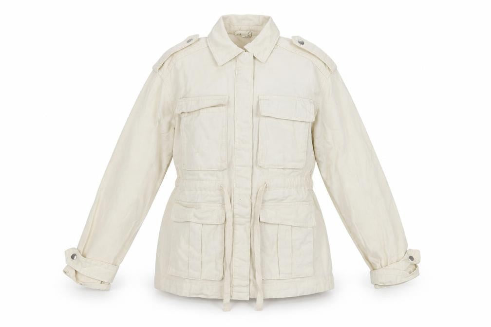 H&M Divided Women's Ivory Cotton Military Jacket 2XS