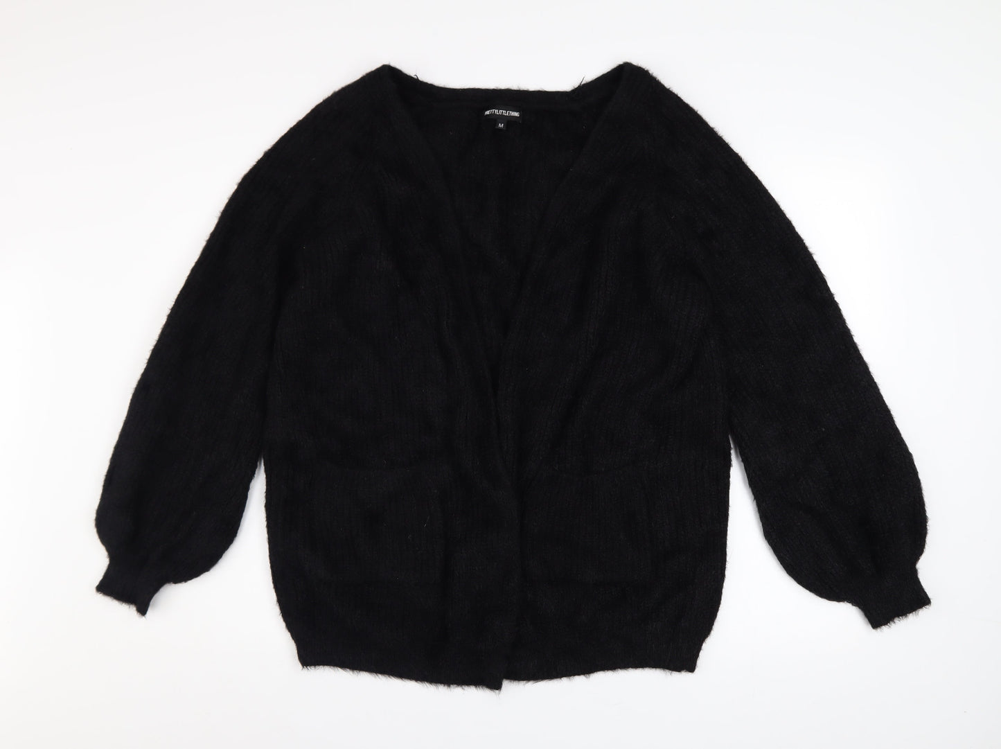 PrettyLittleThing Women Black M Knit V-Neck Cardigan Jumper