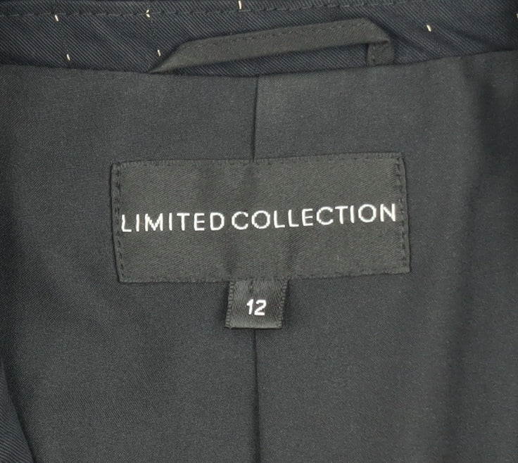 Marks and Spencer Women’s Black Pinstripe Blazer Size 12 Wool Blend