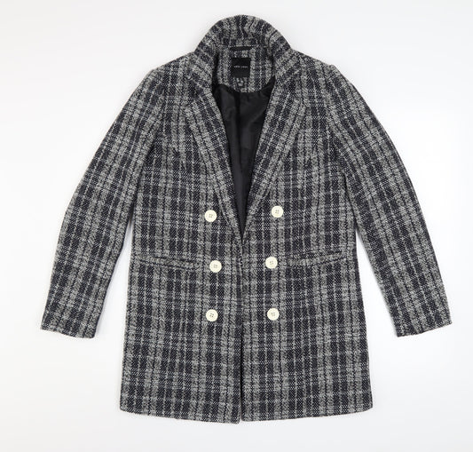 New Look Women’s Grey Check Double Breasted Tweed Blazer UK 8