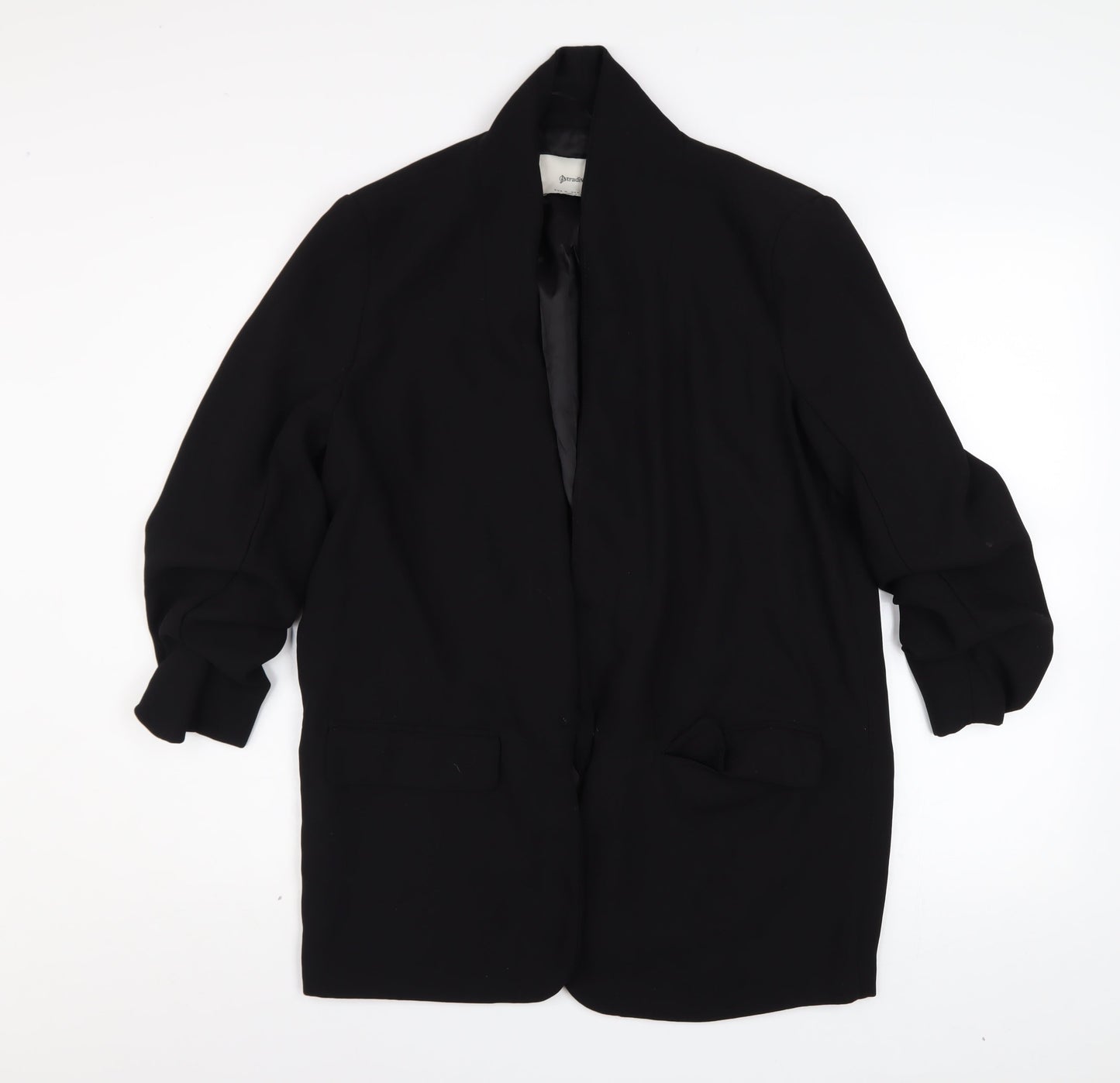 Stradivarius Women’s Black Polyester Blazer Size 12 Open Front