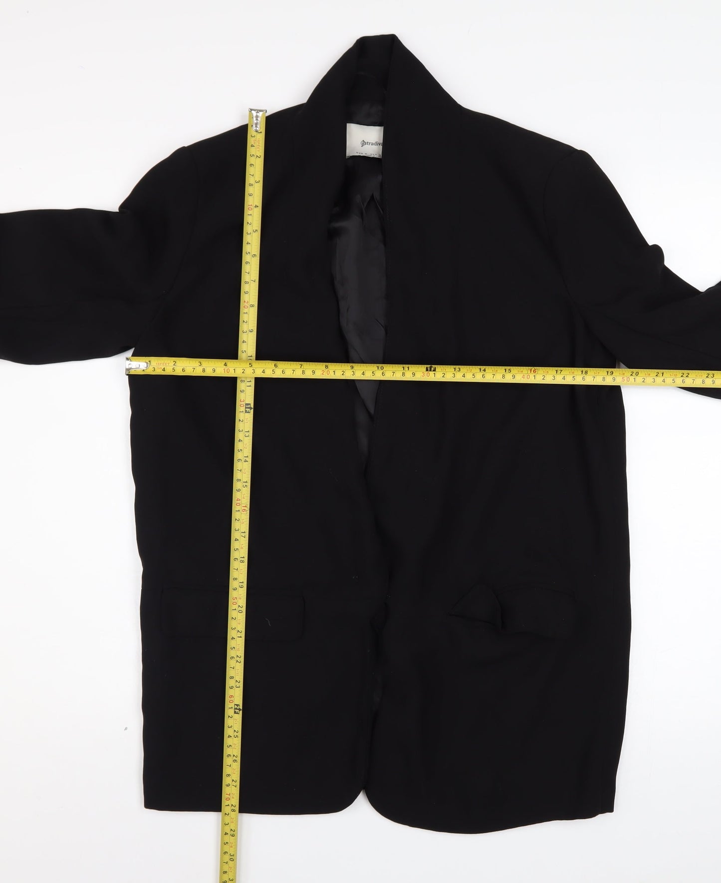 Stradivarius Women’s Black Polyester Blazer Size 12 Open Front