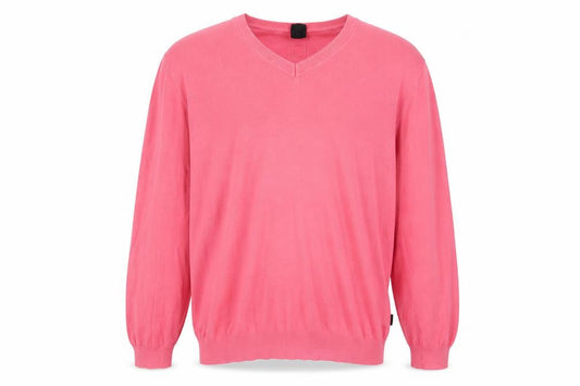 Hugo Boss Men’s Pink V-Neck Slim Fit Cotton Jumper 2XL