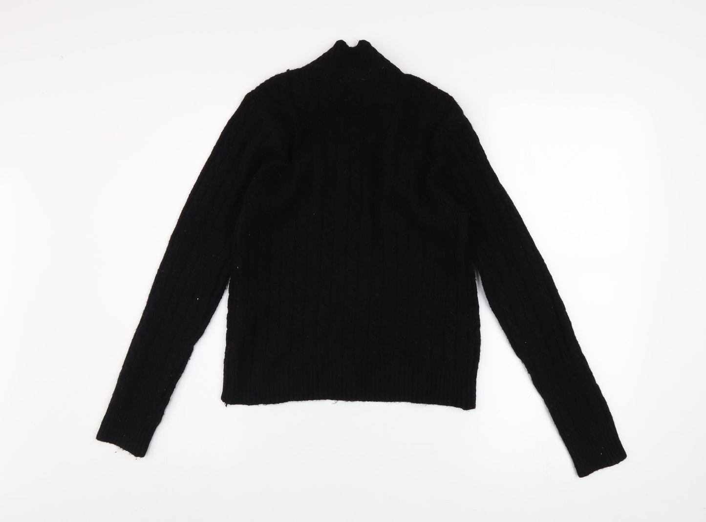 QED London Women's Black High Neck Zip Detail Knit Jumper Size L