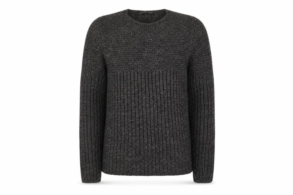Zara Man Mens Grey Chunky-Knit Crew Neck Pullover Jumper Size L