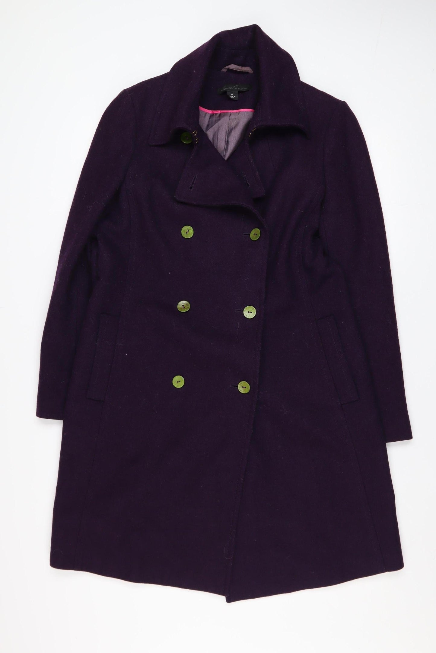 Kenneth Cole Women's Purple Wool Blend Pea Coat Size 12