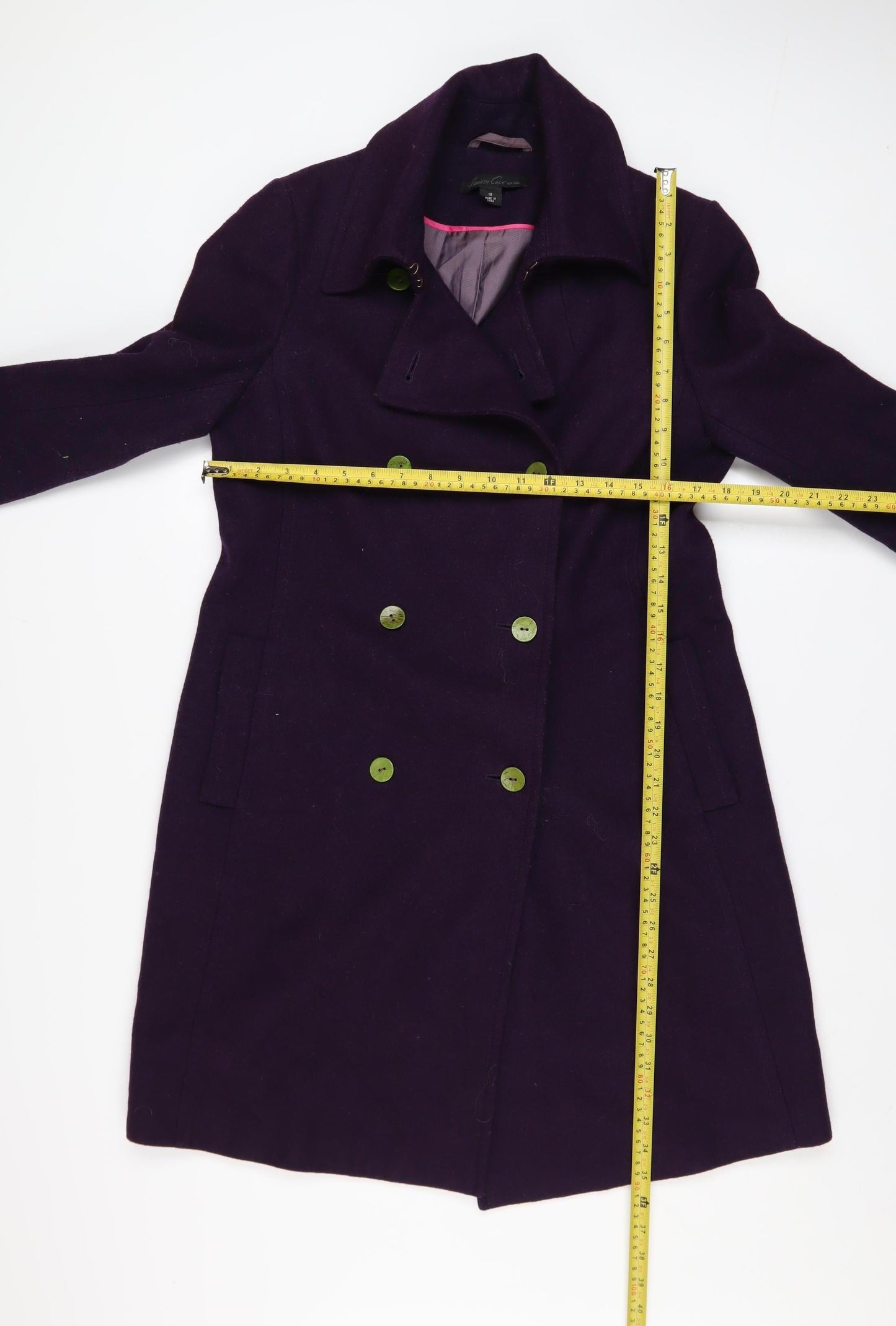 Kenneth Cole Women's Purple Wool Blend Pea Coat Size 12