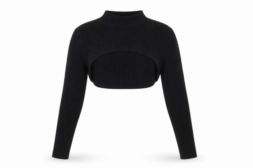 River Island Women’s Black Mock Neck Knit Shrug Jumper Size 12