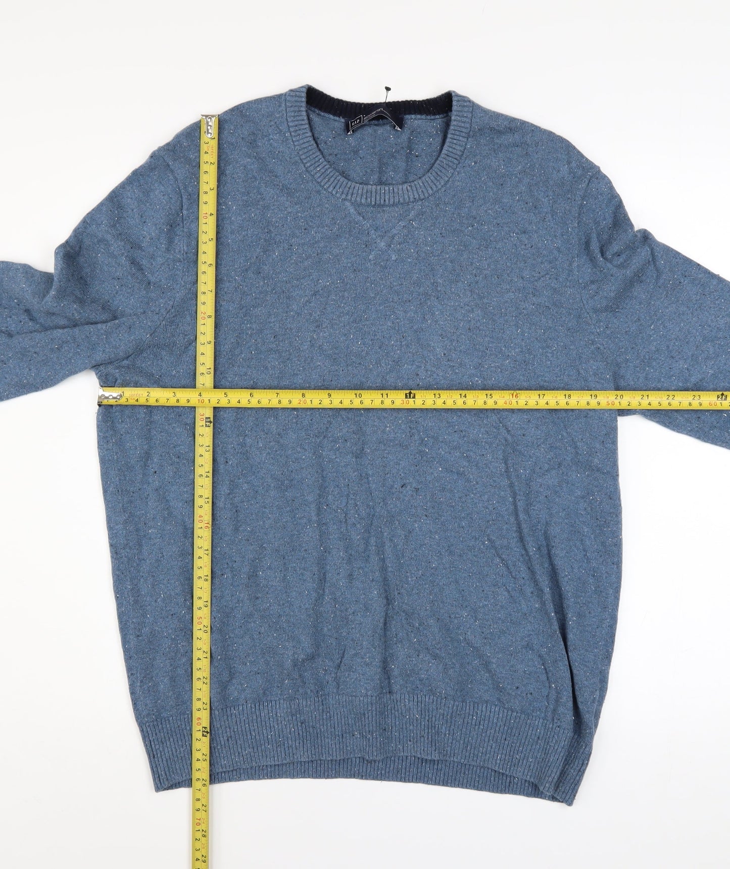 GAP Men's Blue Cotton Cashmere Crew Neck Jumper Size L