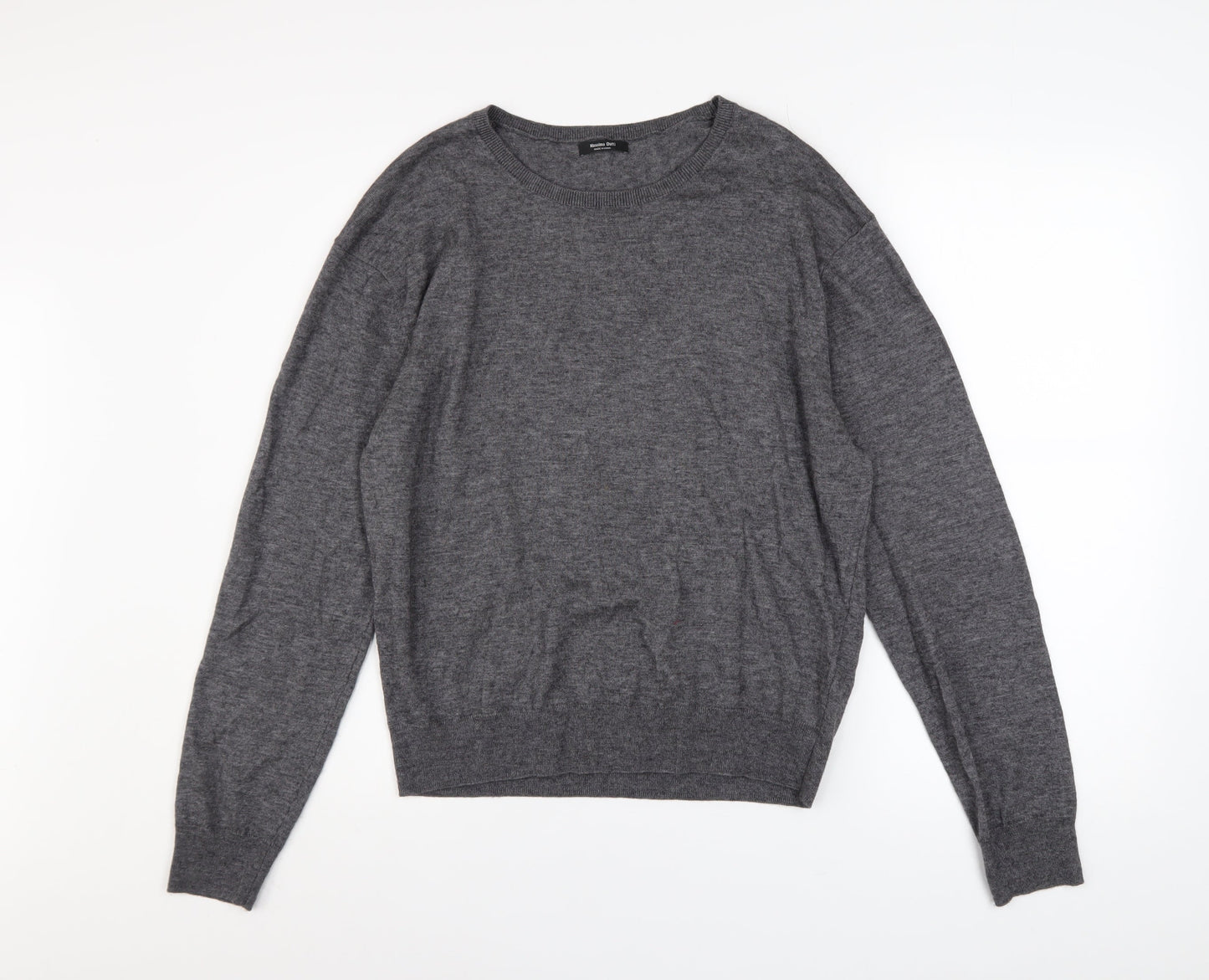 Massimo Dutti Men's Grey Wool Blend Crew Neck Jumper XL