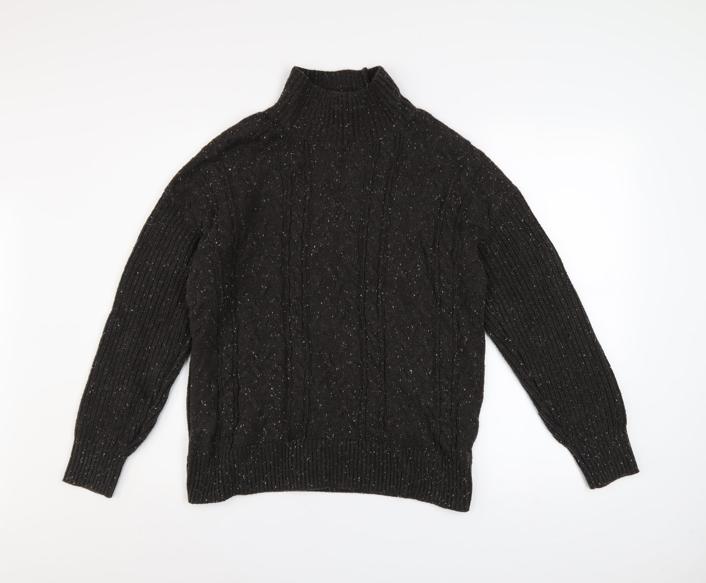 Joe Fresh Men’s Black Cable-Knit Mock Neck Jumper Size M