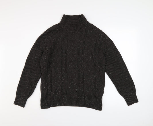 Joe Fresh Men’s Black Cable-Knit Mock Neck Jumper Size M