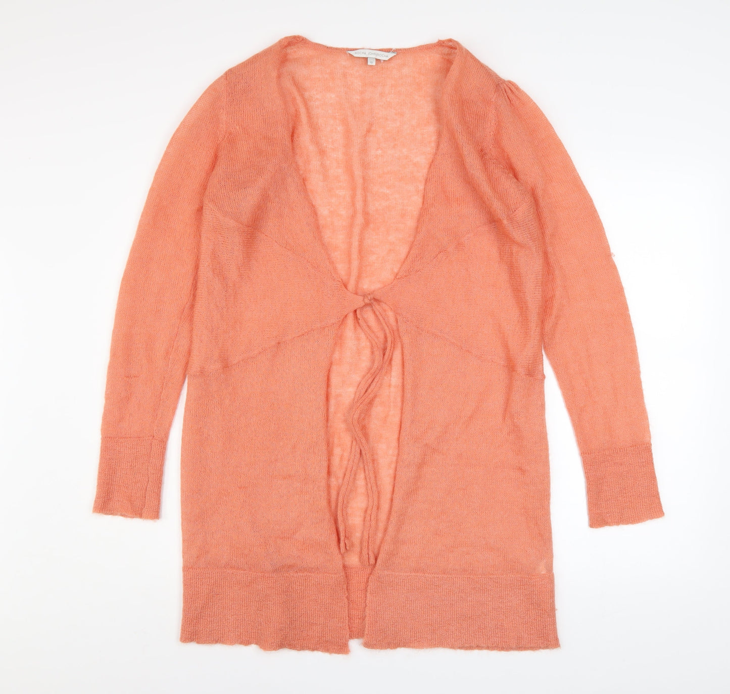 Rocha.John Rocha Women's Orange Mohair Long Sleeve Cardigan Size 12