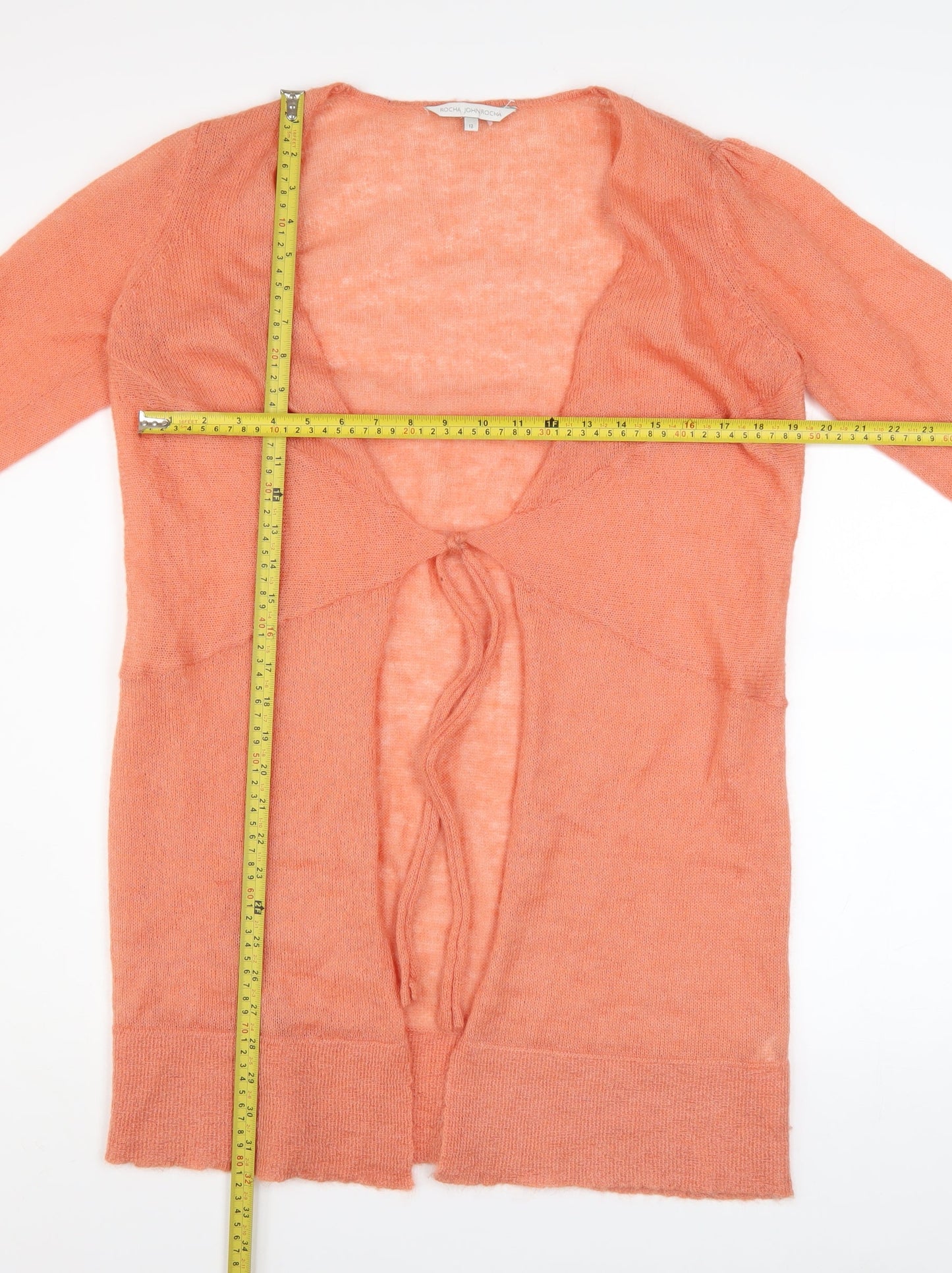Rocha.John Rocha Women's Orange Mohair Long Sleeve Cardigan Size 12