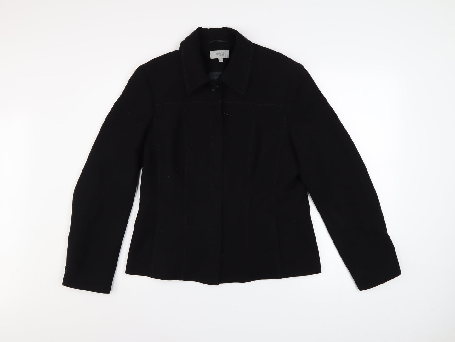 Marks and Spencer Women Black Size 14 Classic Blazer Jacket