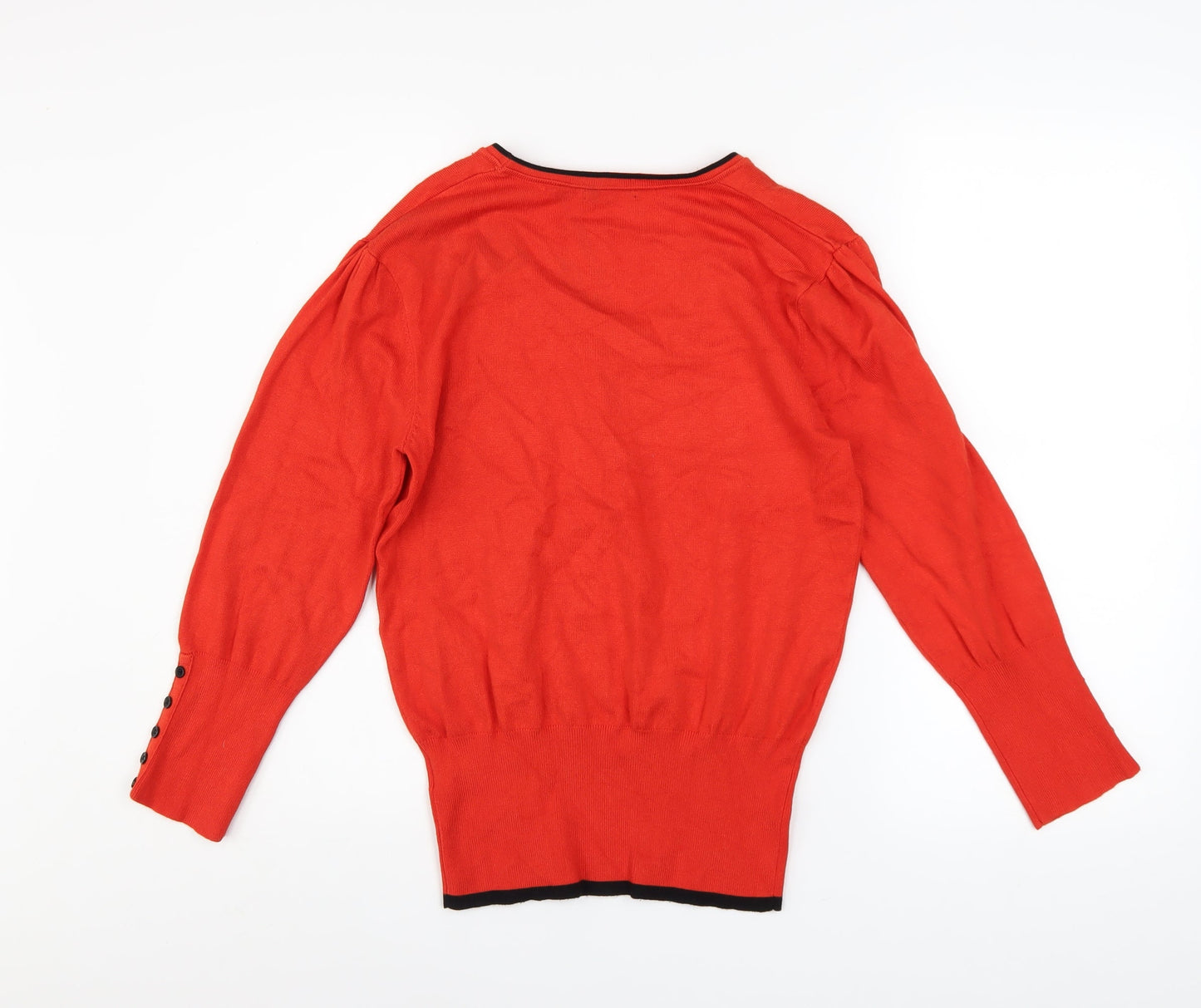 Roman Women Red Scoop Neck Button Detail Knit Jumper Size 12