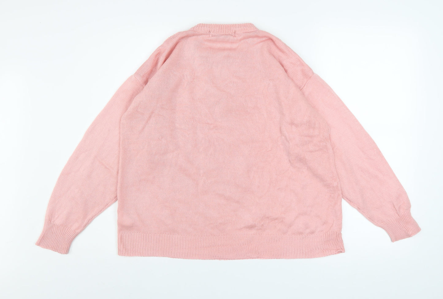 Berkertex Women's Pink Acrylic Cable Knit Jumper Size L