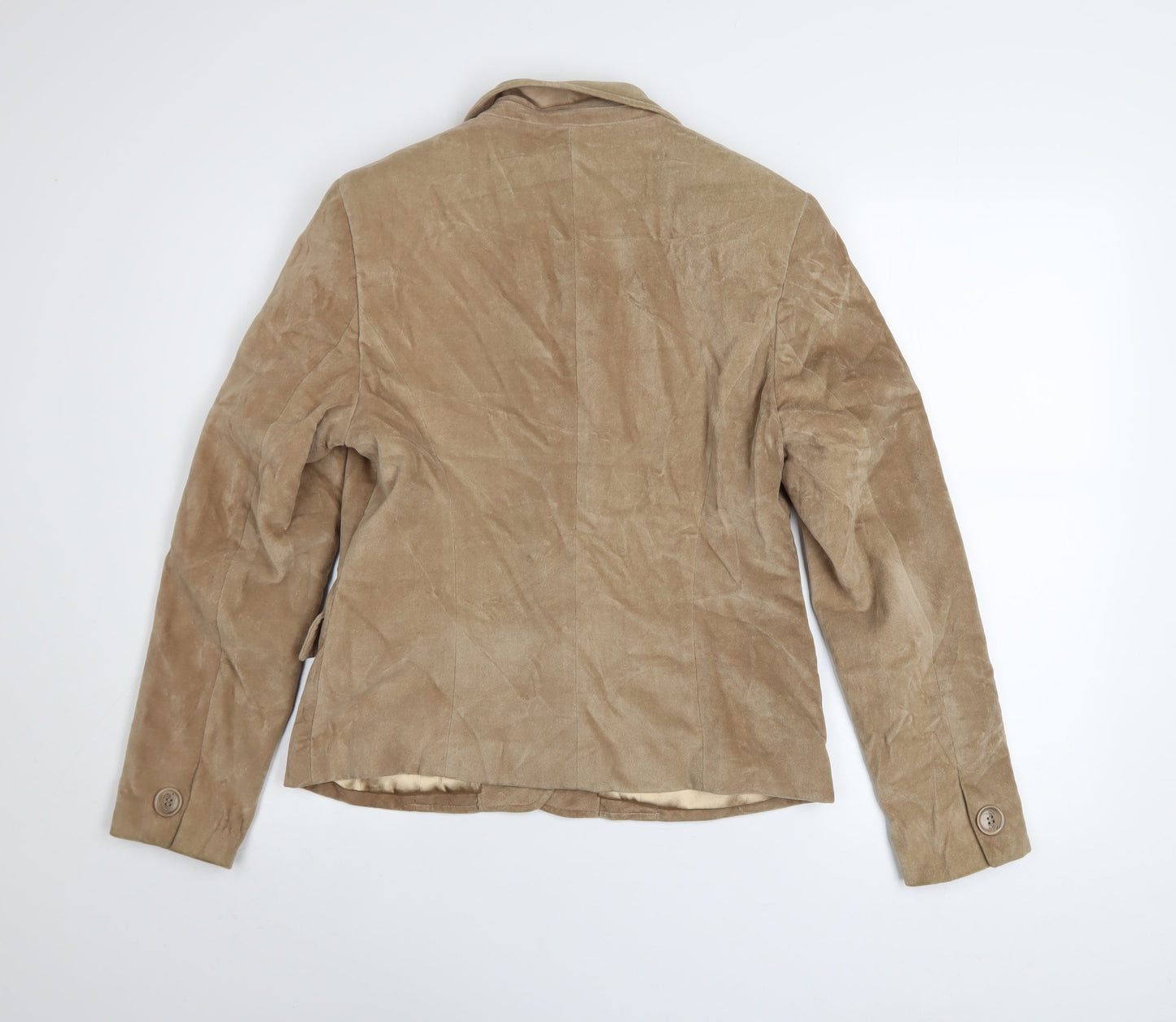 Marks and Spencer Per Una Women Beige Cotton Velvet Blazer Size 12