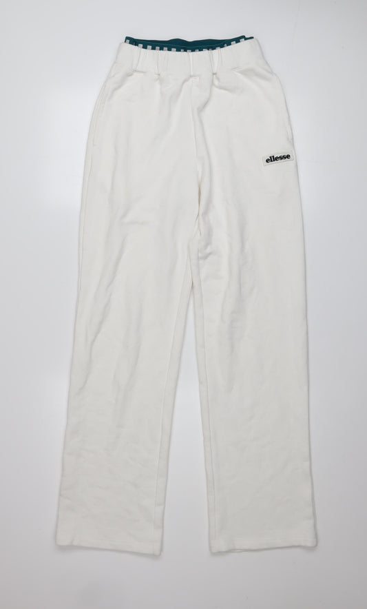 Ellesse Womens White Size 8 Straight Leg Sweatpants Joggers