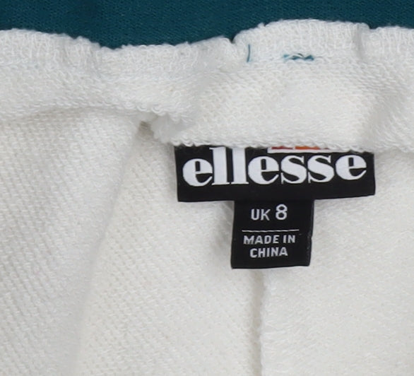 Ellesse Womens White Size 8 Straight Leg Sweatpants Joggers