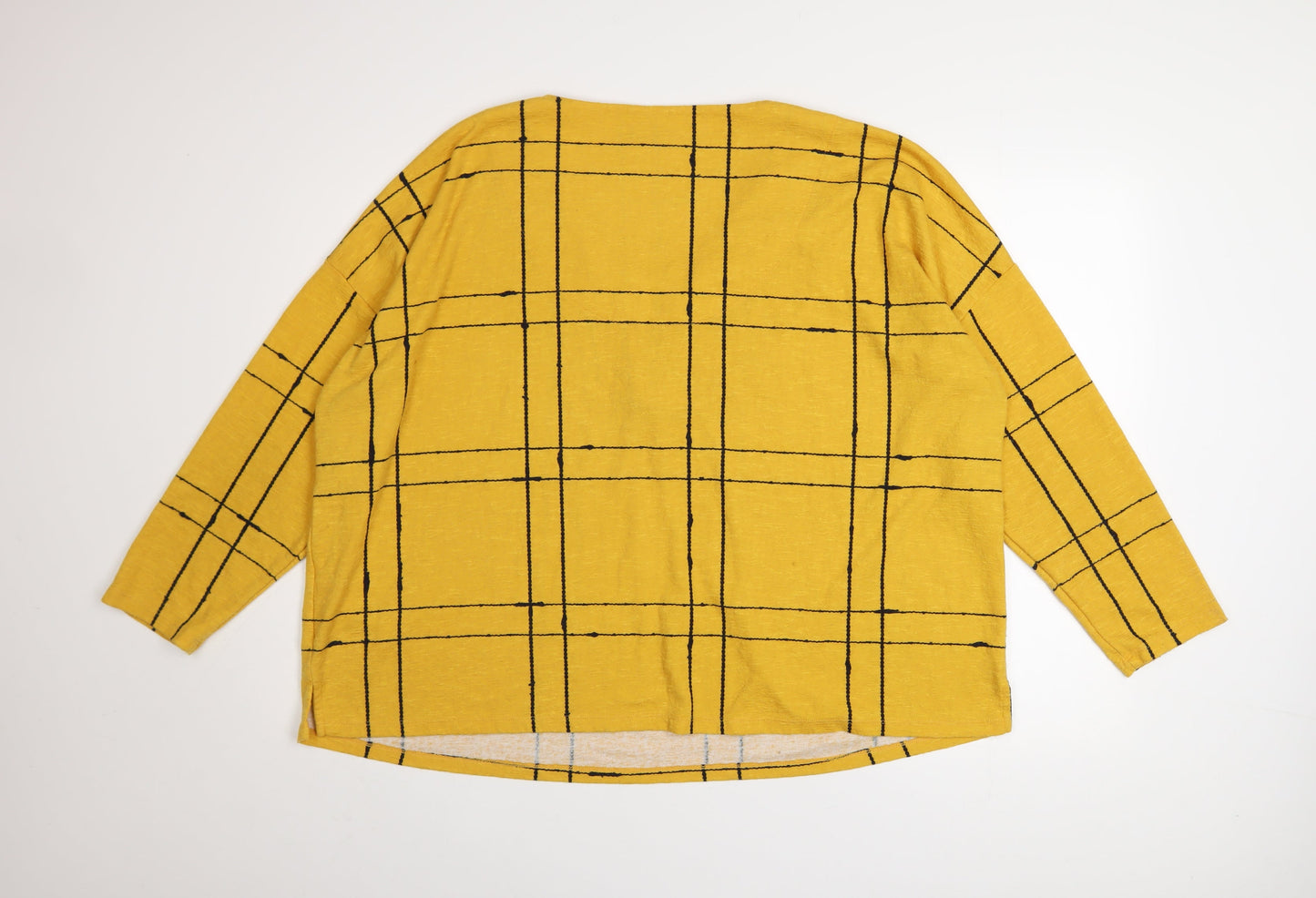 Bonmarché Women’s Yellow Check Zip V-Neck Jumper Size 22