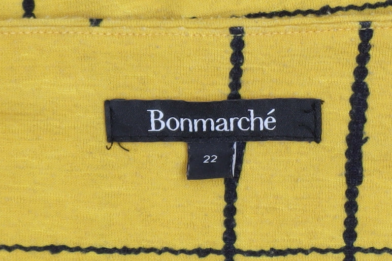 Bonmarché Women’s Yellow Check Zip V-Neck Jumper Size 22