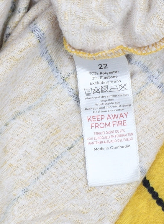 Bonmarché Women’s Yellow Check Zip V-Neck Jumper Size 22