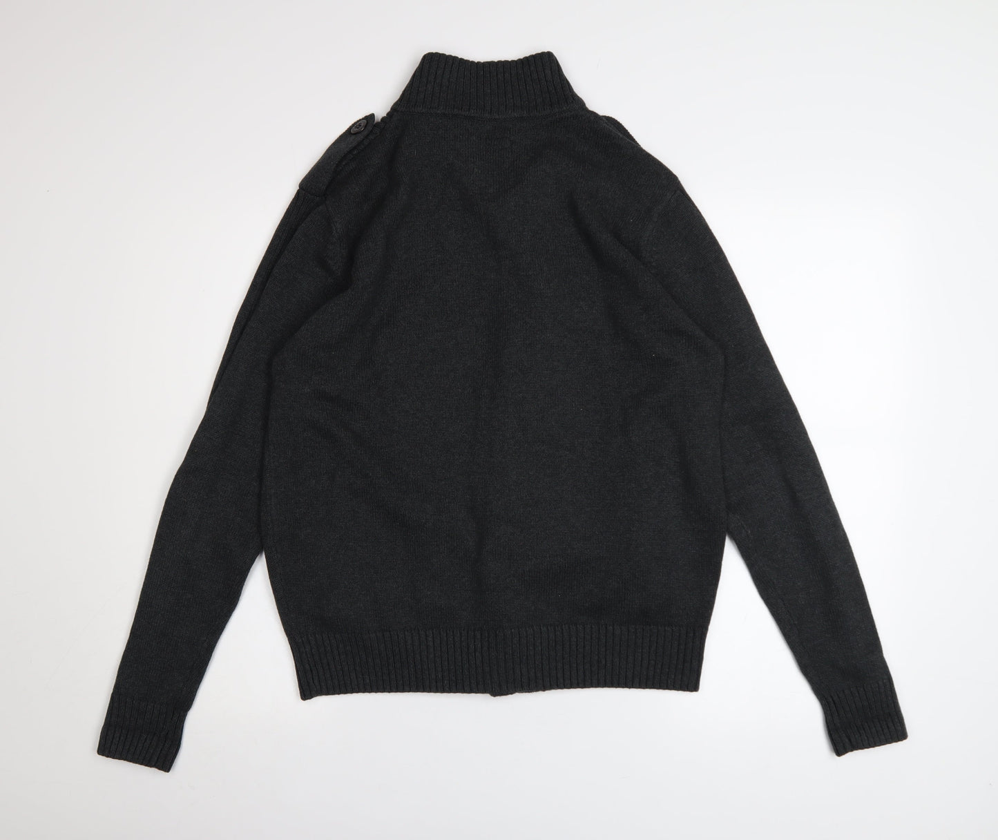 Strength & Honour Men's Black M Cotton Collared Full Zip Cardigan