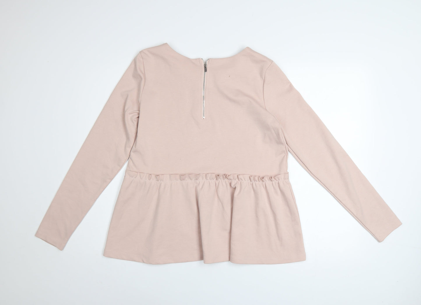 Vila Womens Beige Long Sleeve Peplum Sweatshirt Size M