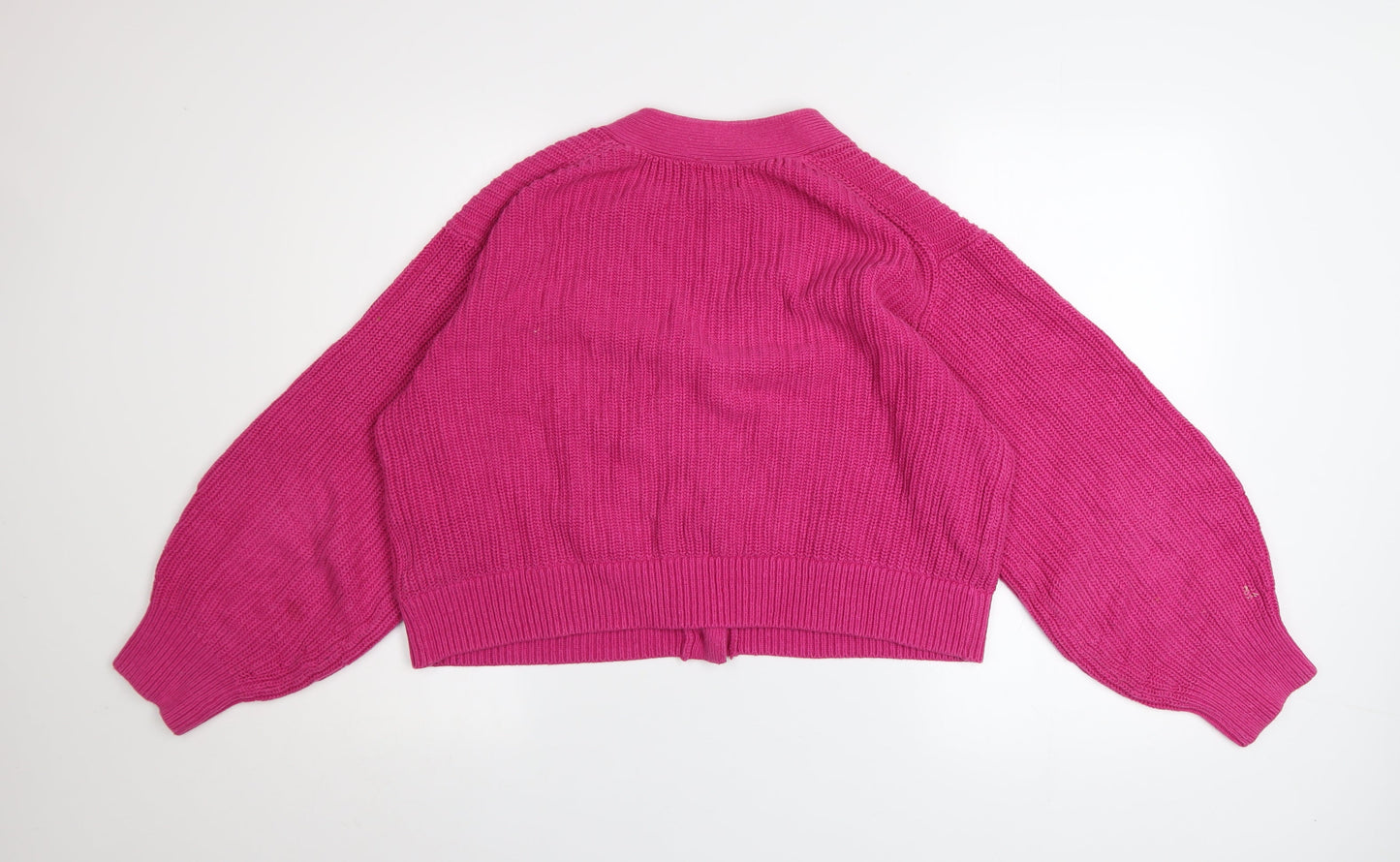 H&M Women Pink Chunky Knit V-Neck Cardigan Size S