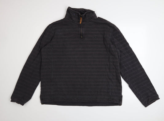 FatFace Men’s Grey Charcoal 1/4 Zip Cotton Sweater L