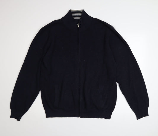 Greenwoods Men’s Blue Full Zip Cotton Knit Jacket Size L