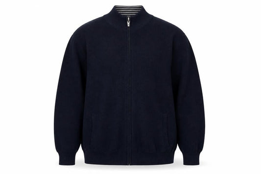 Greenwoods Men’s Blue Full Zip Cotton Knit Jacket Size L