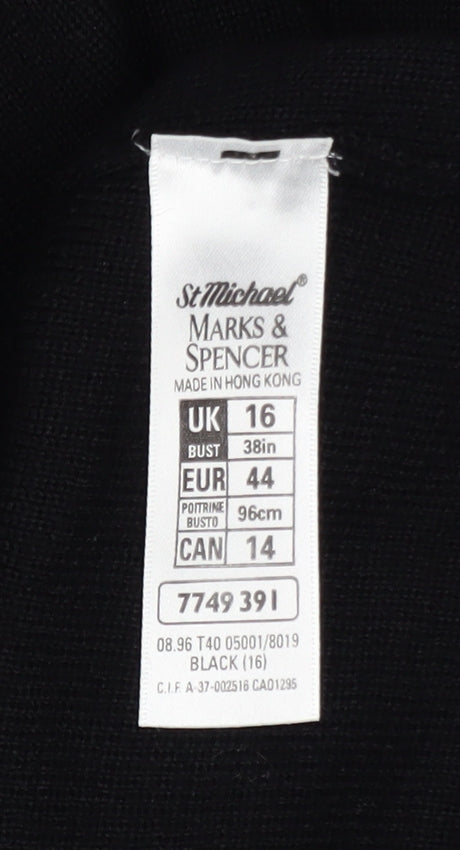 Marks and Spencer Women’s Black Crew Neck Embroidered Jumper Size 16