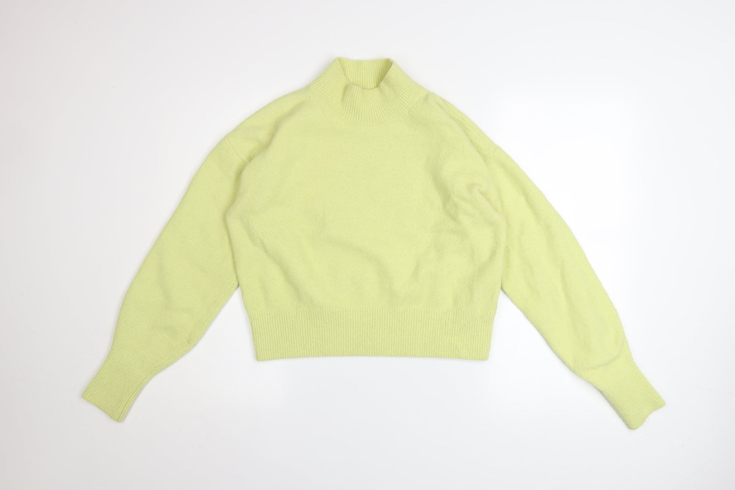 & Other Stories Women Lemon Yellow Mock Neck Jumper XS Wool Blend