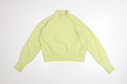 & Other Stories Women Lemon Yellow Mock Neck Jumper XS Wool Blend