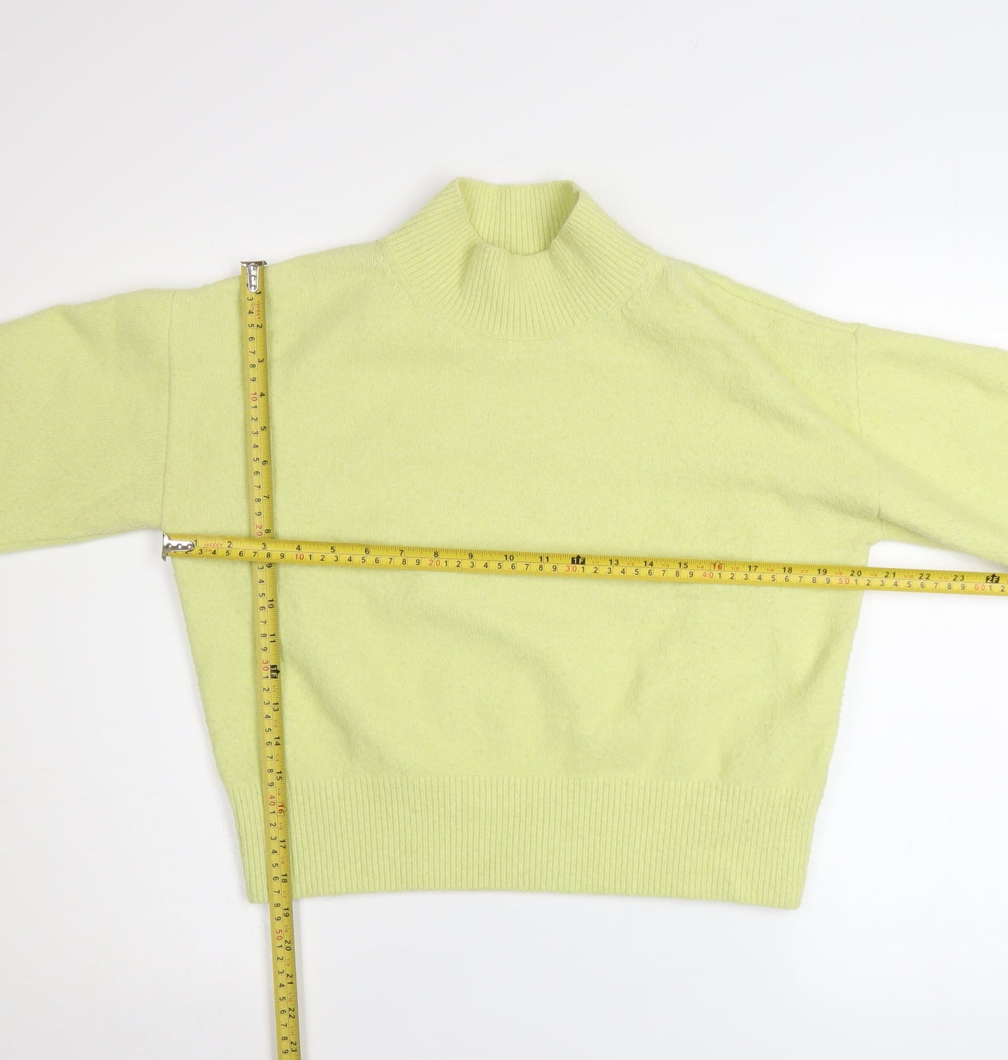 & Other Stories Women Lemon Yellow Mock Neck Jumper XS Wool Blend