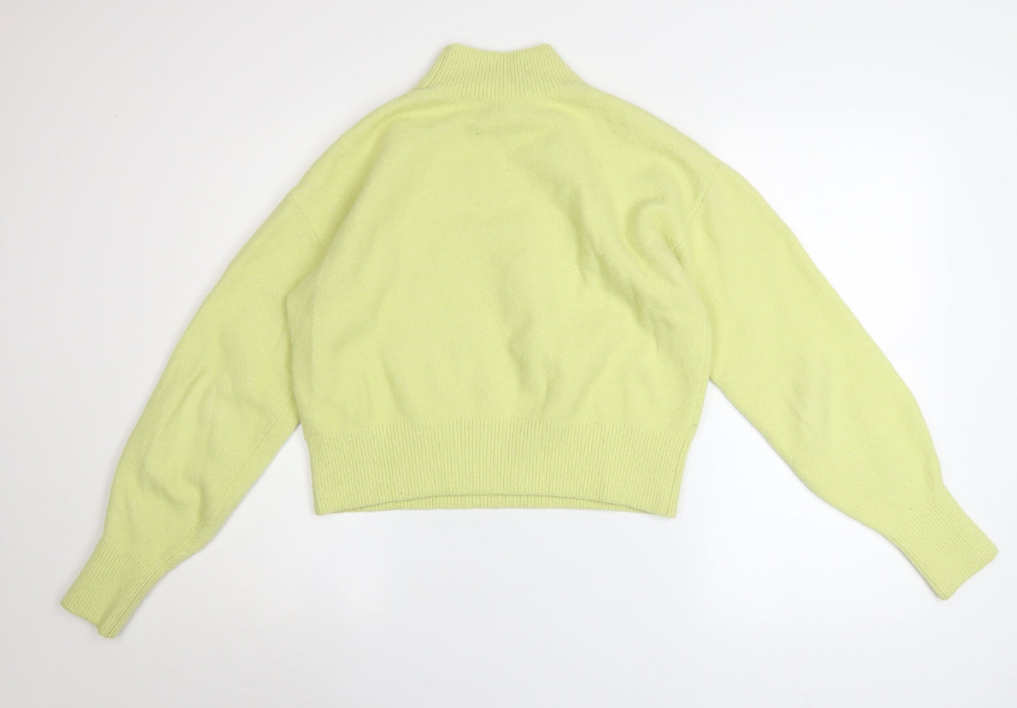 & Other Stories Women Lemon Yellow Mock Neck Jumper XS Wool Blend