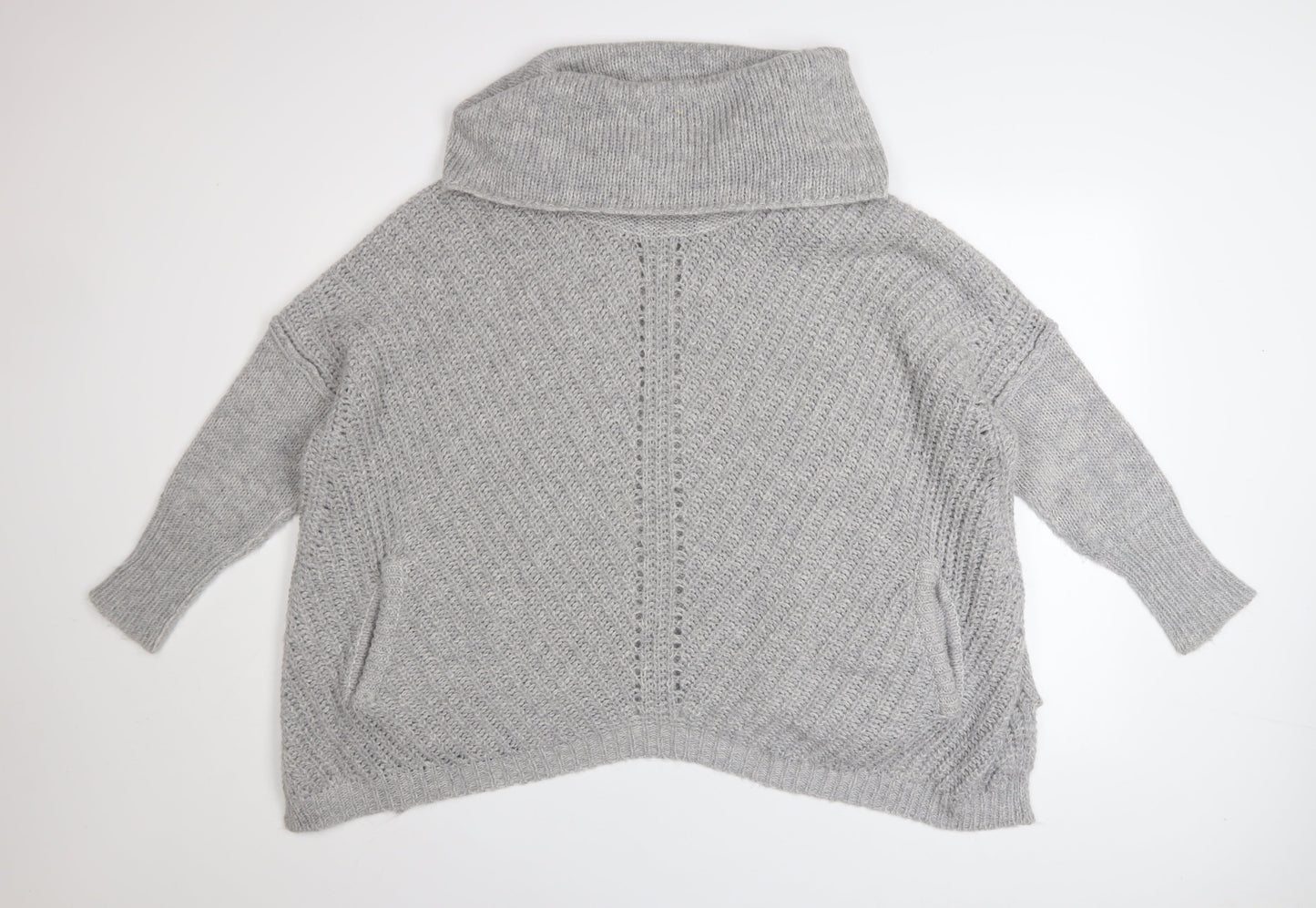 Mint Velvet Women Grey Cowl Neck Chunky Knit Jumper Size 12