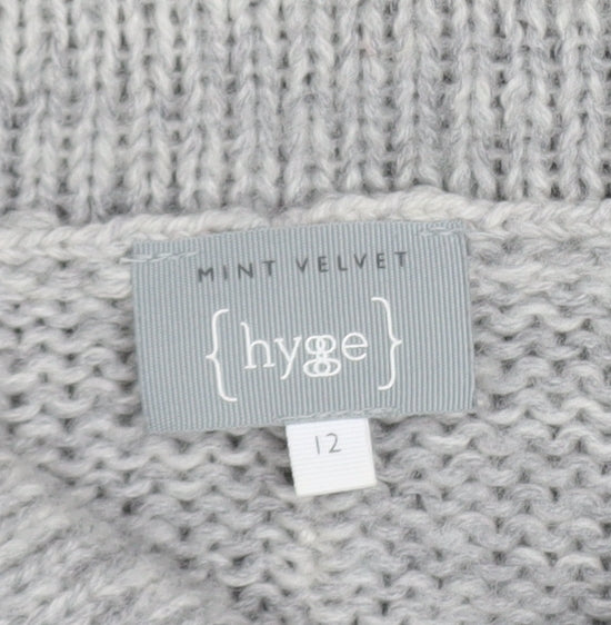 Mint Velvet Women Grey Cowl Neck Chunky Knit Jumper Size 12