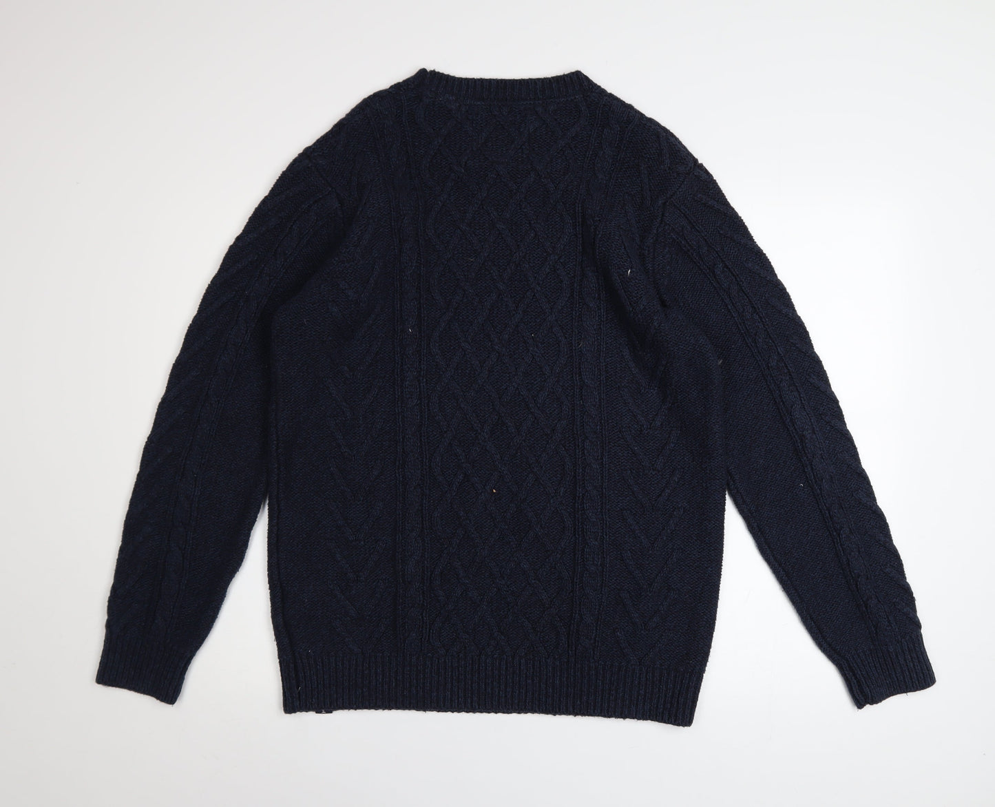 Weird Fish Women's Blue Cable-Knit Cotton Jumper M