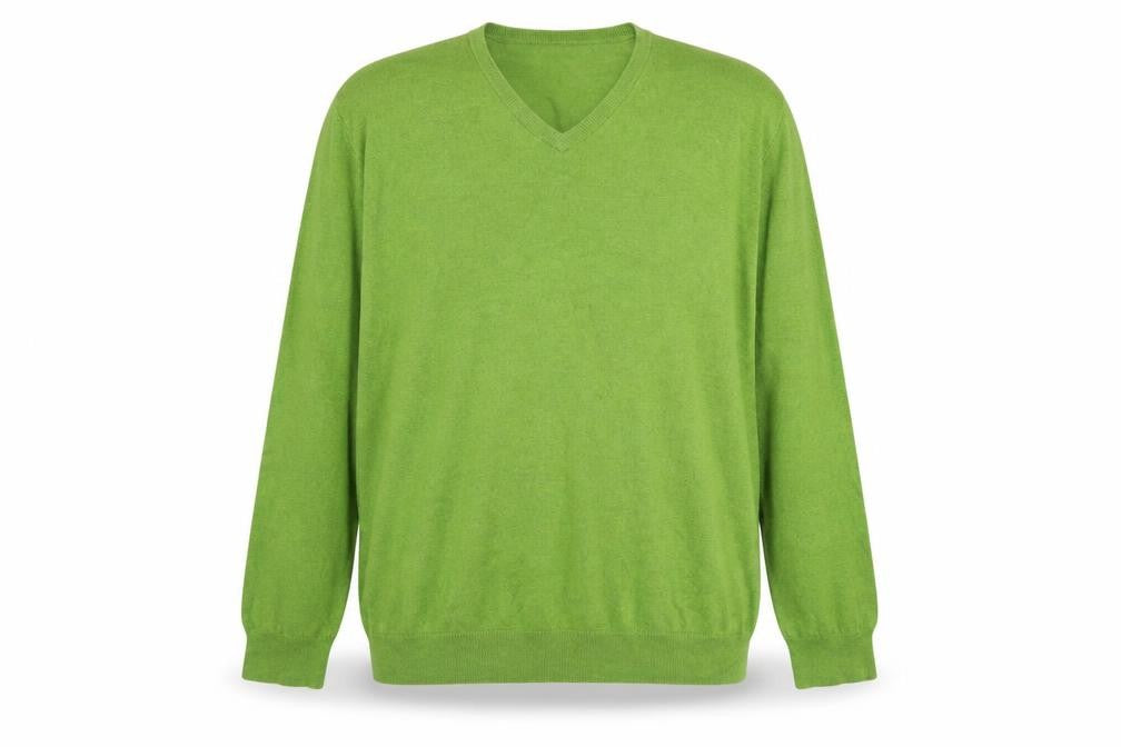 Pierre Cardin Men's Green 2XL Cotton V-Neck Jumper
