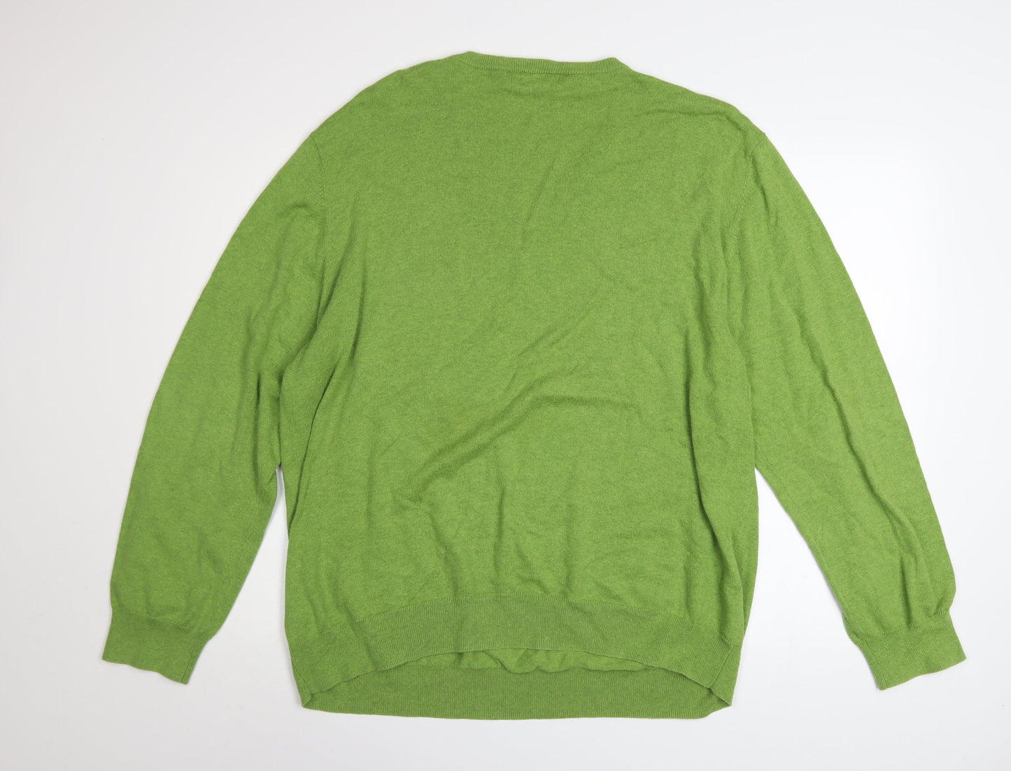 Pierre Cardin Men's Green 2XL Cotton V-Neck Jumper