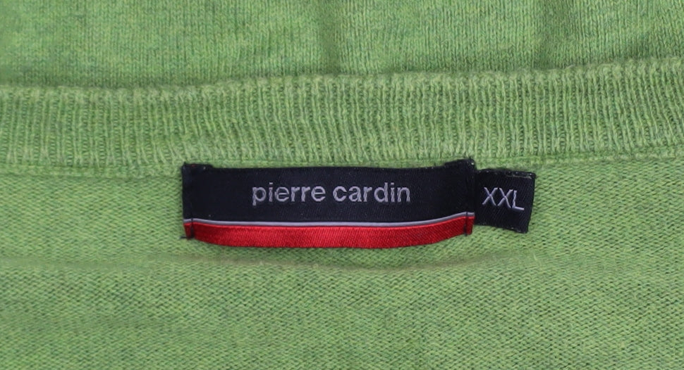 Pierre Cardin Men's Green 2XL Cotton V-Neck Jumper
