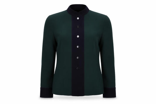 JH Collectibles Women's Green Wool Blazer Size 12 Classic Buttoned Long Sleeve